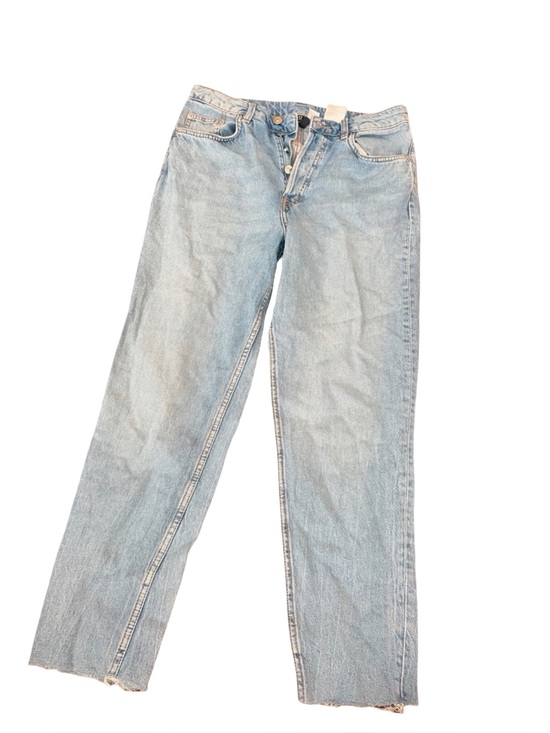 H&M Denim - H&M light blue high-rise straight ankle jeans - size 6 - raw hem
